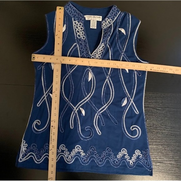 Vintage Lauren Michelle Blue Embroidered Tank Top Boho Women's M - Picture 8 of 8